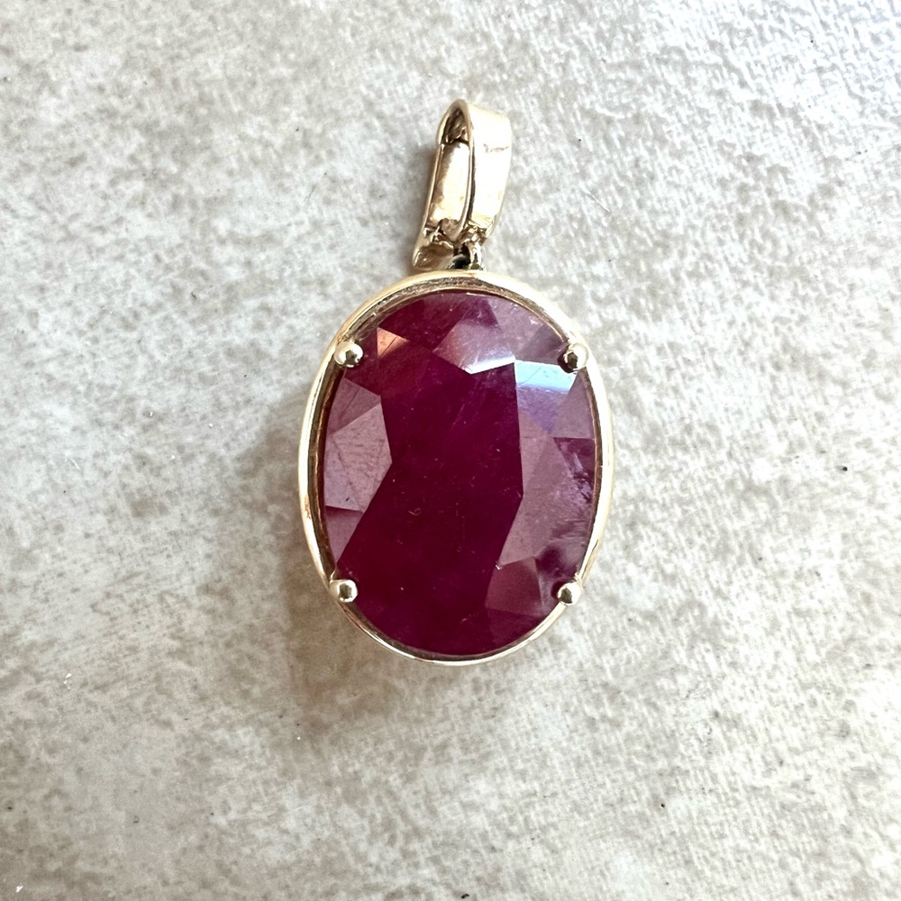 Huge 17.58 Carat Ruby Enhancer Pendant 10k Gold